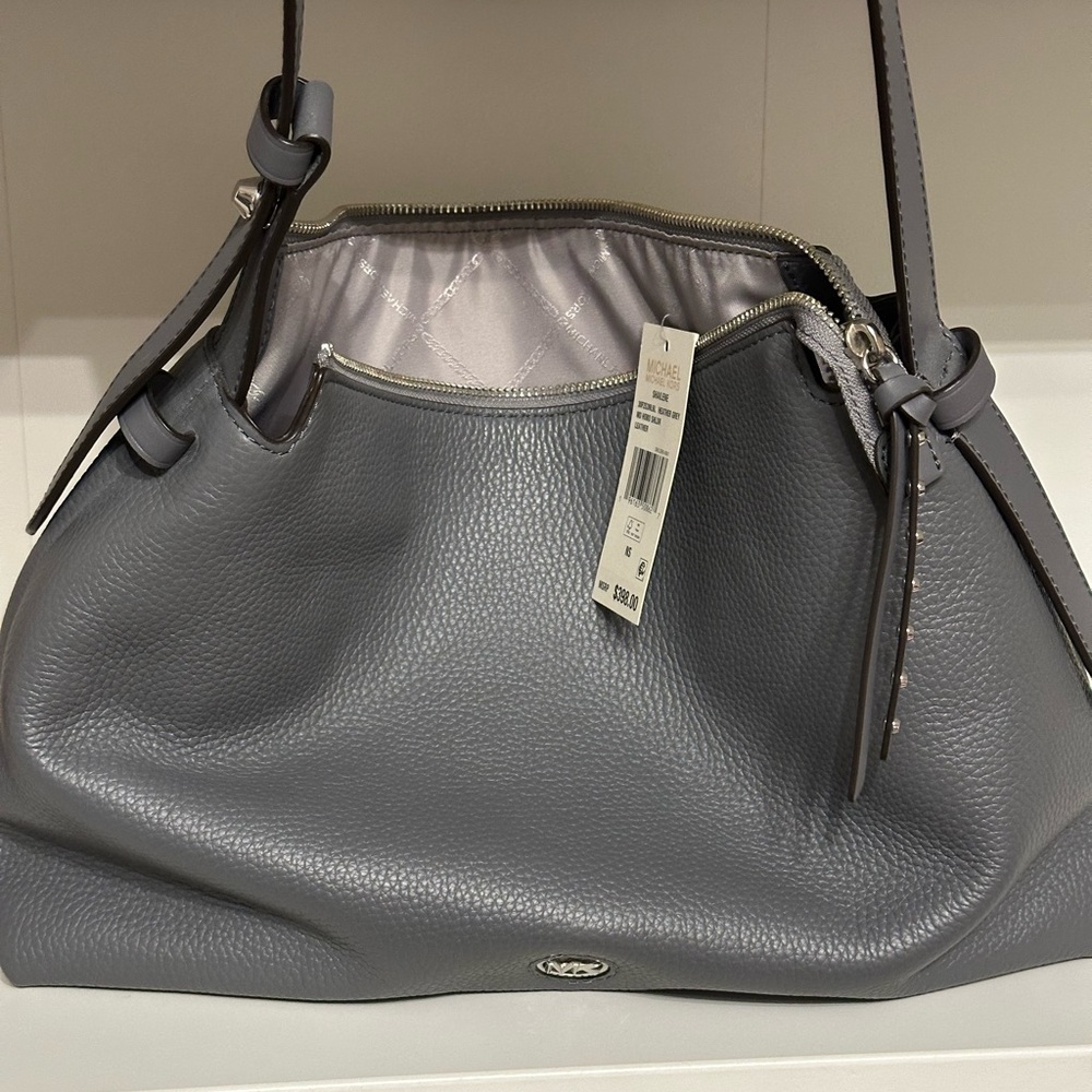 Michael Kors Pebbled Leather Shoulder Bag in Gray